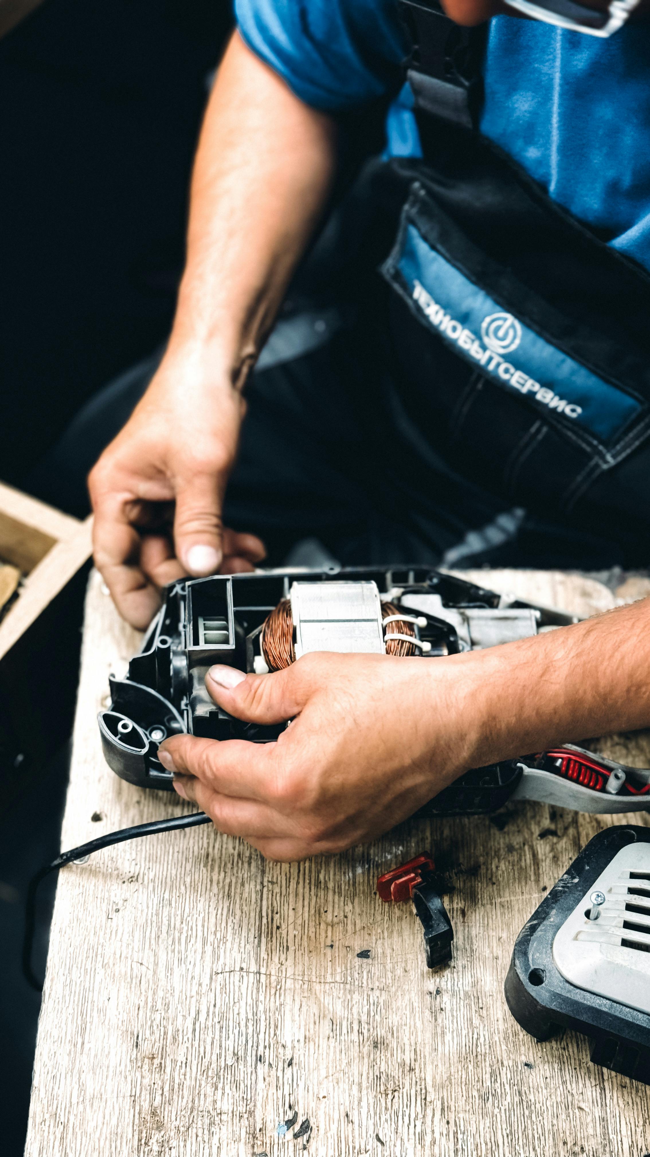 Small engine being serviced