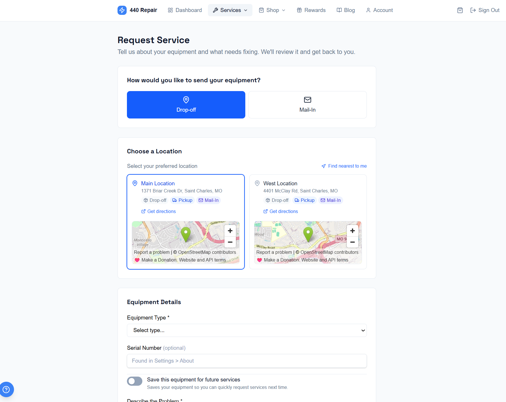 Equipment Pickup Service — screenshot 3