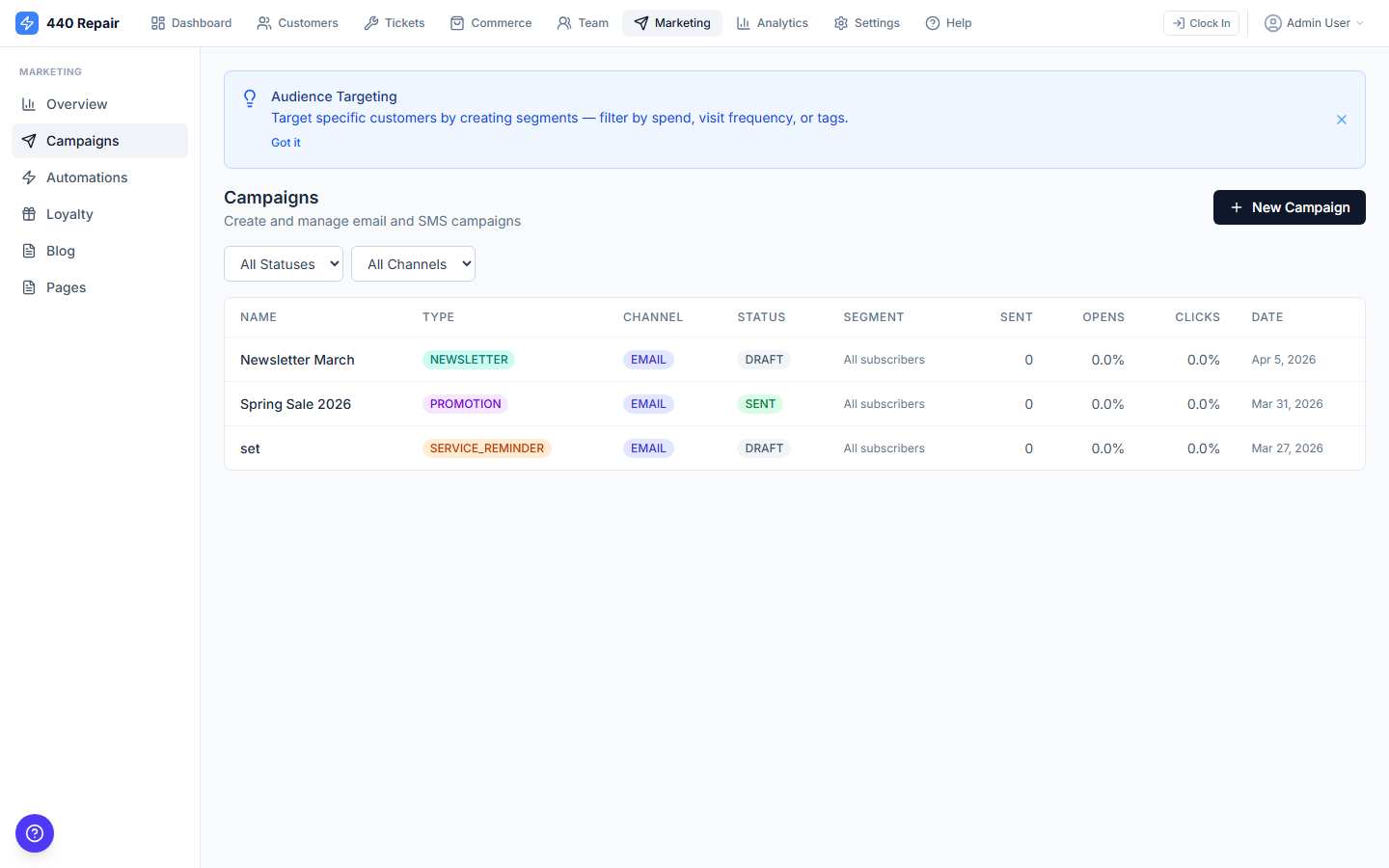 Marketing & Campaigns — screenshot 6