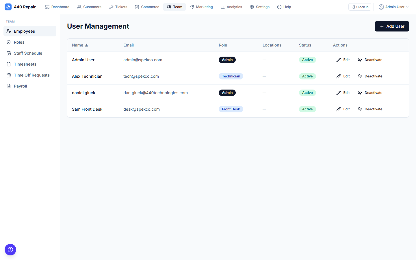 Staff Management — screenshot 1