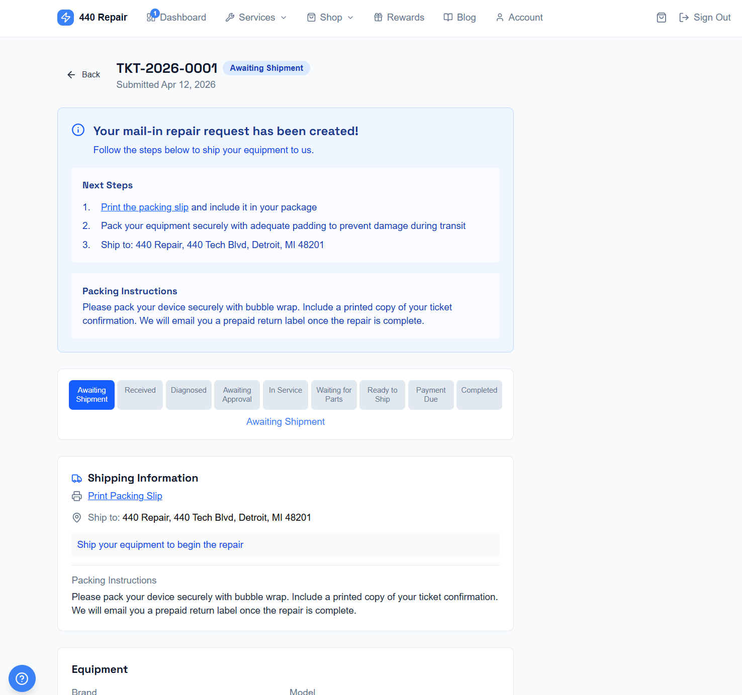 Mail-In Repair Service — screenshot 1