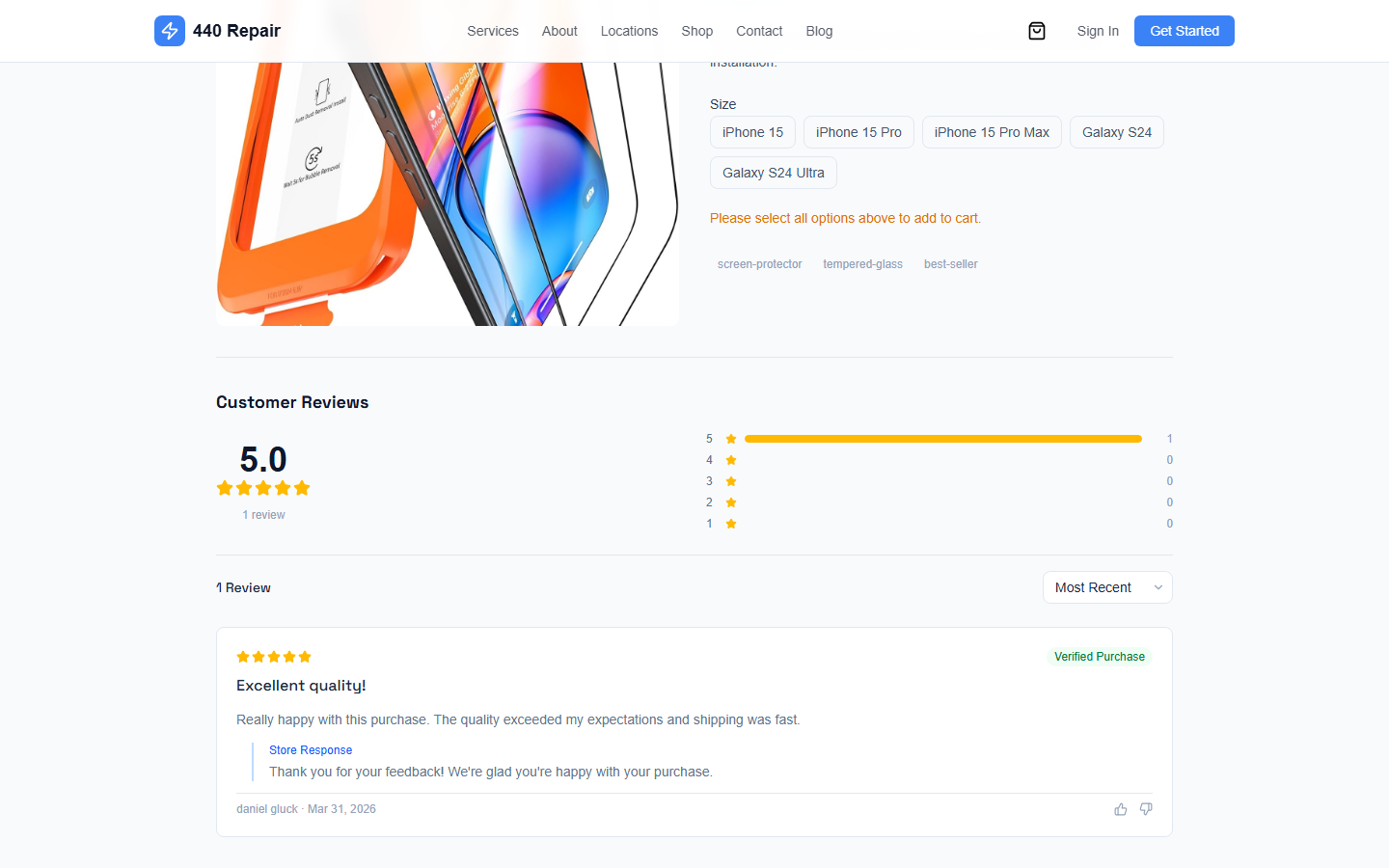 Product Reviews — screenshot 1